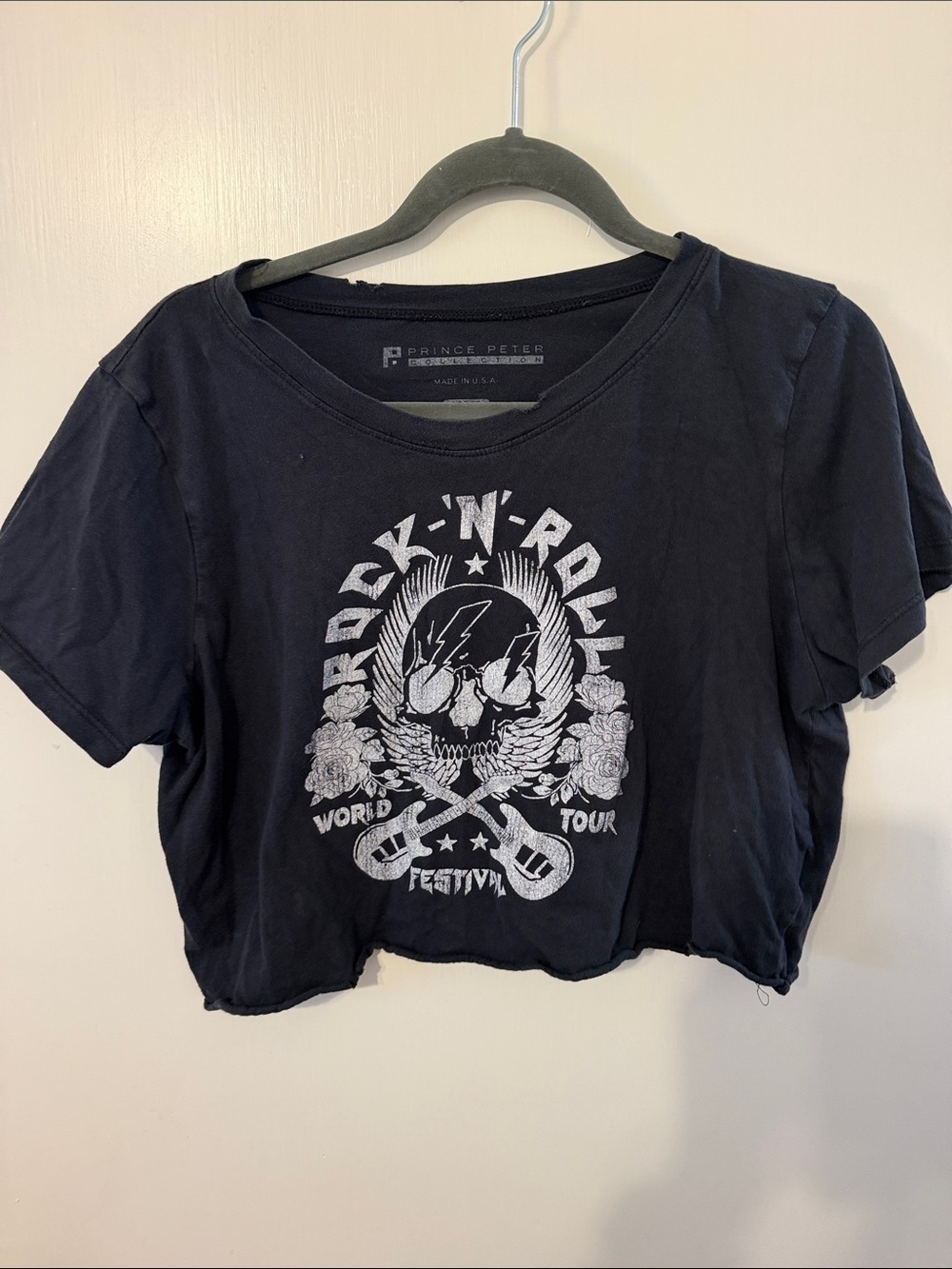 Prince Peter Collection Black Rock 'N' Roll Skull Graphic Crop Top